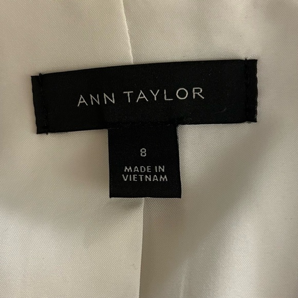 ANN TAYLOR Linen Zebra Striped Blazer in Tan and White Women's Blazer - Picture 9 of 12